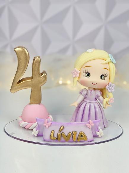 Topo de Bolo Rapunzel (personalizada ) em Biscuit