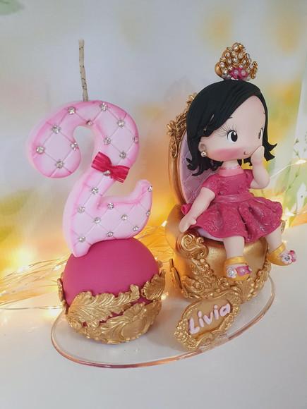 Topo de Bolo Realeza Personalizado em Biscuit