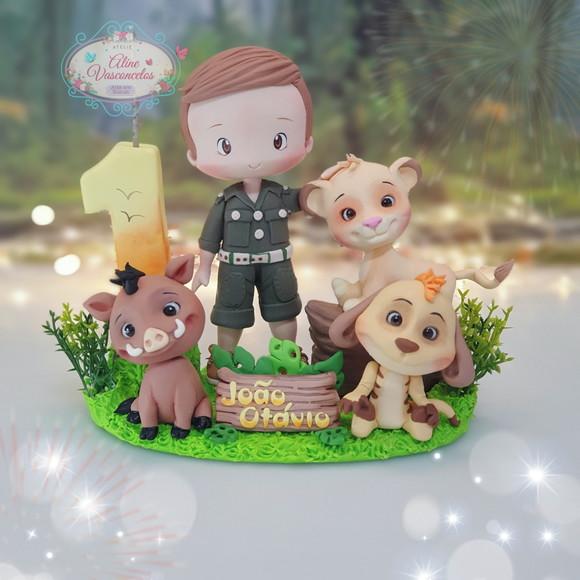 Topo de Bolo Rei Leão Personalizado em Biscuit