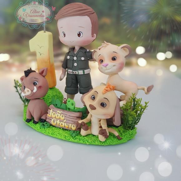 Topo de Bolo Rei Leão Personalizado em Biscuit