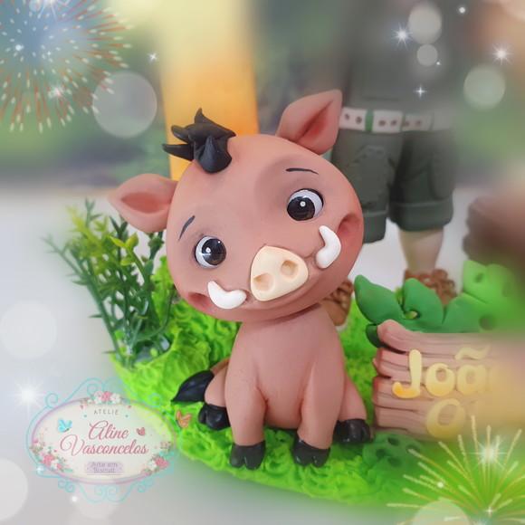 Topo de Bolo Rei Leão Personalizado em Biscuit
