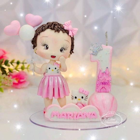 Topo de Bolo Reino da Hello Kitty Personalizado em Biscuit