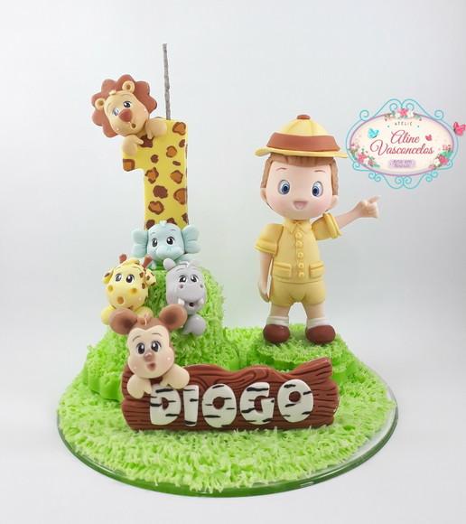 Topo de Bolo Safari Personalizado em Biscuit