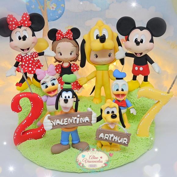 Topo de Bolo Turma do Mickey em Biscuit