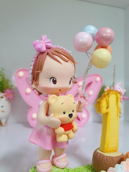 Topo de Bolo Ursinho Pooh Personalizado em Biscuit