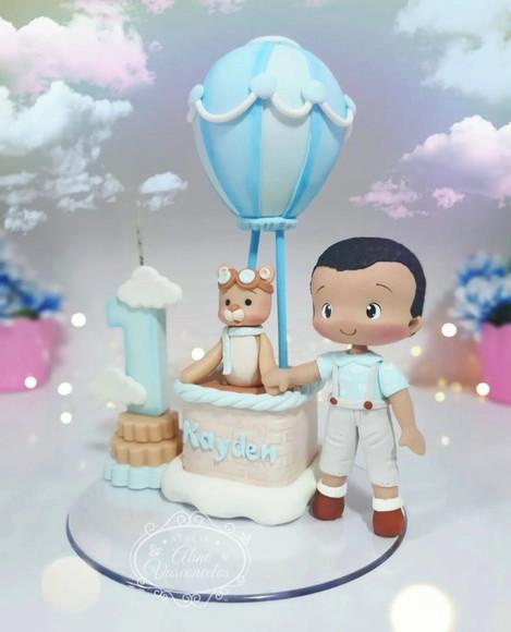 Topo de Bolo Urso Baloeiro em Biscuit