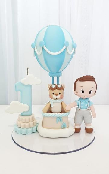 Topo de Bolo Urso Baloeiro em Biscuit