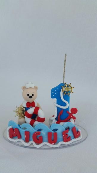 Topo de Bolo Urso Marinheiro em Biscuit