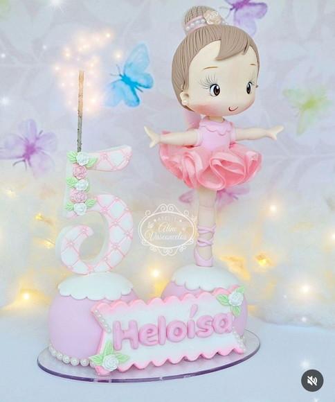 Topo de Bolo/vela Bailarina Personalizada em Biscuit
