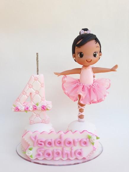 Topo de Bolo/vela Bailarina Personalizada em Biscuit