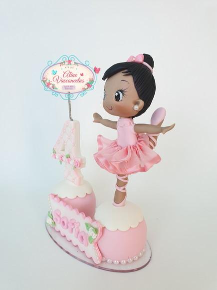 Topo de Bolo/vela Bailarina Personalizada em Biscuit