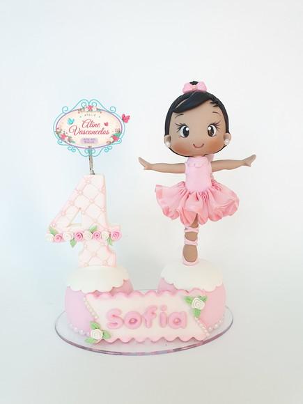 Topo de Bolo/vela Bailarina Personalizada em Biscuit