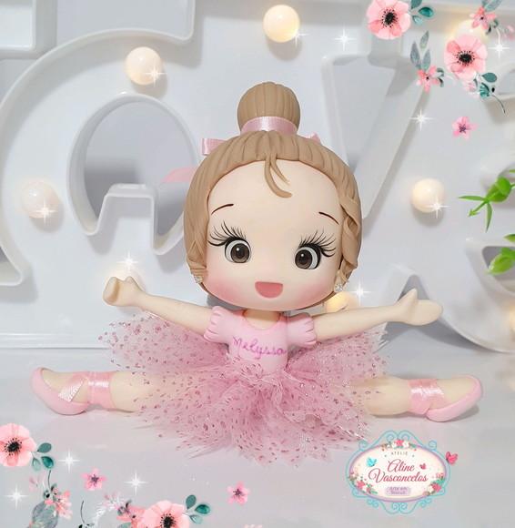 Topo de Bolo/vela Bailarina Personalizada em Biscuit