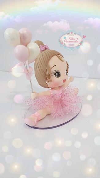 Topo de Bolo/vela Bailarina Personalizada em Biscuit