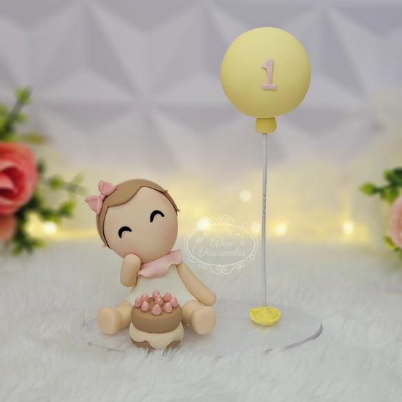 Topo Menina Personaliza em Biscuit