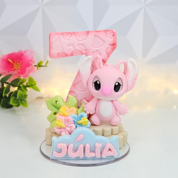 Vela de Aniversário Angel (tema Stitch e Angel) em Biscuit
