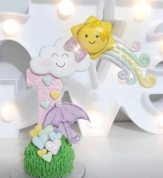Vela Chuva de Amor em Biscuit