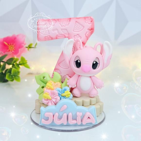 Vela de Aniversário Angel (tema Stitch e Angel) em Biscuit