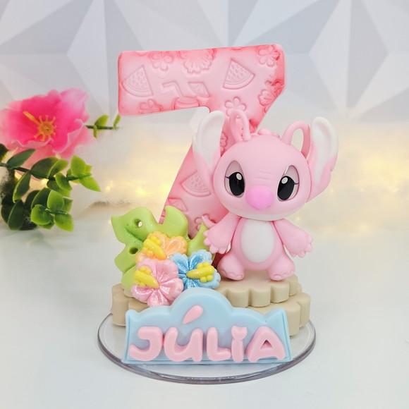Vela de Aniversário Angel (tema Stitch e Angel) em Biscuit