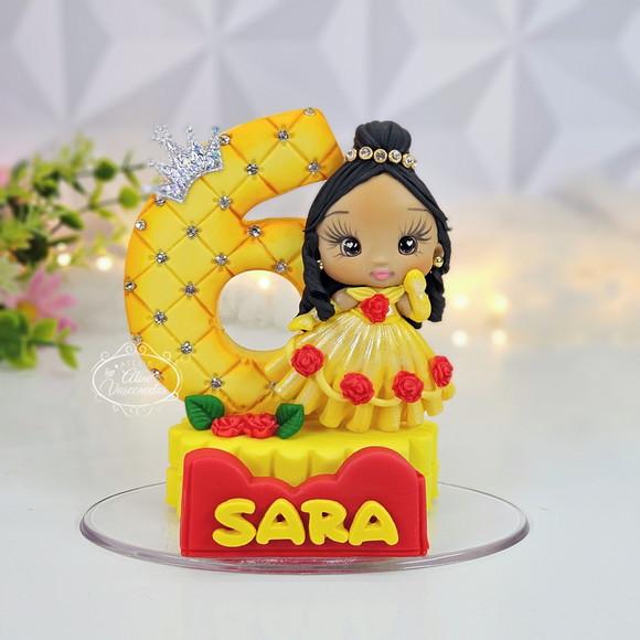 Vela de Aniversário Bela (bela e a Fera) em Biscuit