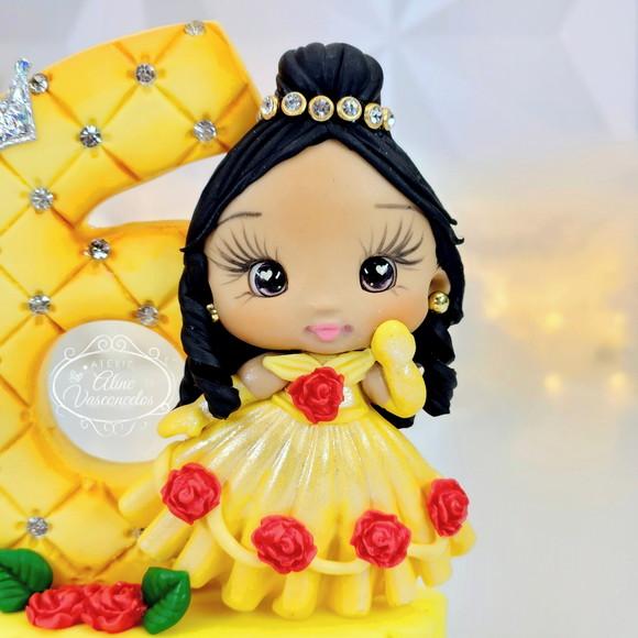 Vela de Aniversário Bela (bela e a Fera) em Biscuit