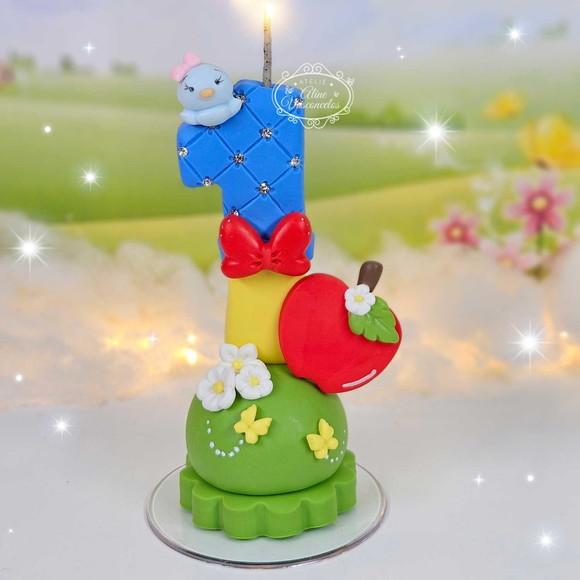 Vela de Aniversário Branca de Neve Biscuit