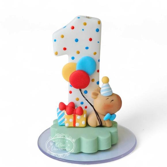 Vela de Aniversário Capivara em Biscuit