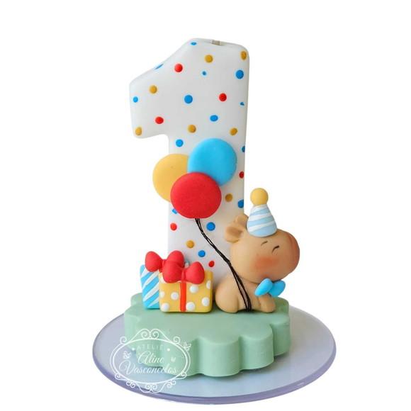 Vela de Aniversário Capivara em Biscuit