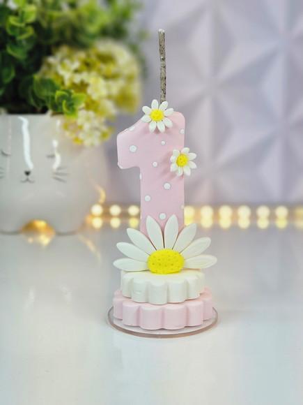 Vela de Aniversário Jardim das Margaridas em Biscuit