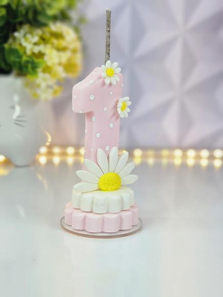 Vela de Aniversário Jardim das Margaridas em Biscuit