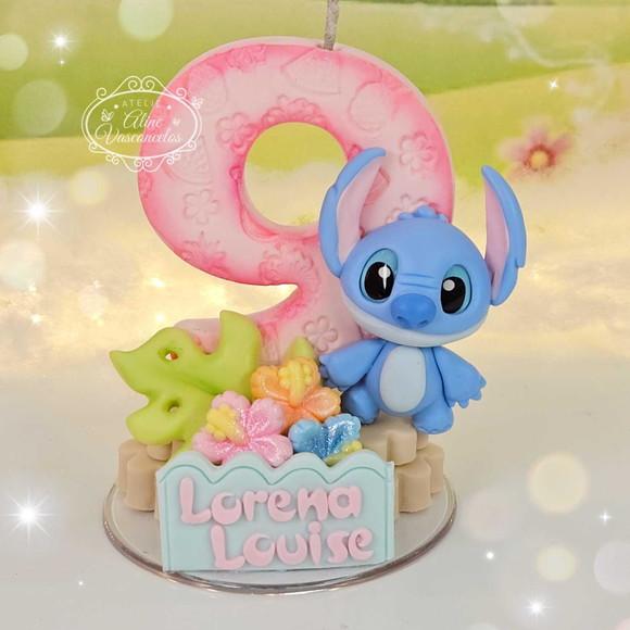 Vela de Aniversário Stitch em Biscuit