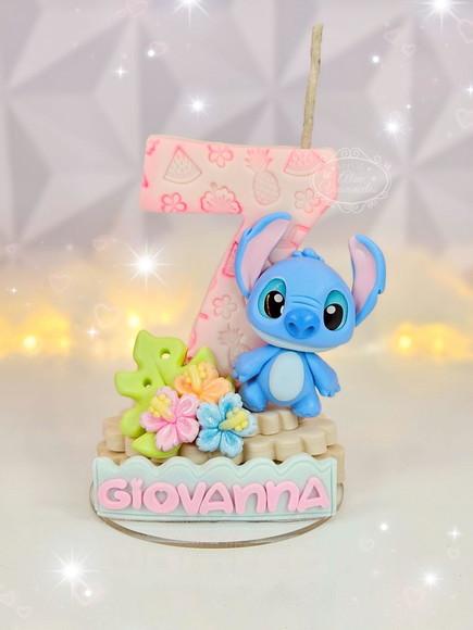 Vela de Aniversário Stitch em Biscuit