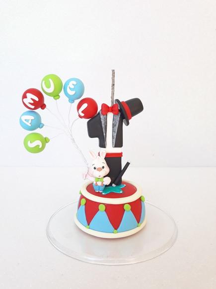 Vela Decorada Circo em Biscuit