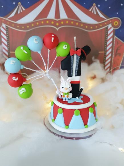 Vela Decorada Circo em Biscuit