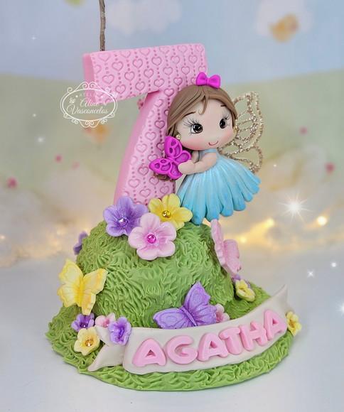 Vela Fada Personalizada em Biscuit