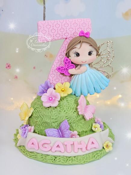 Vela Fada Personalizada em Biscuit