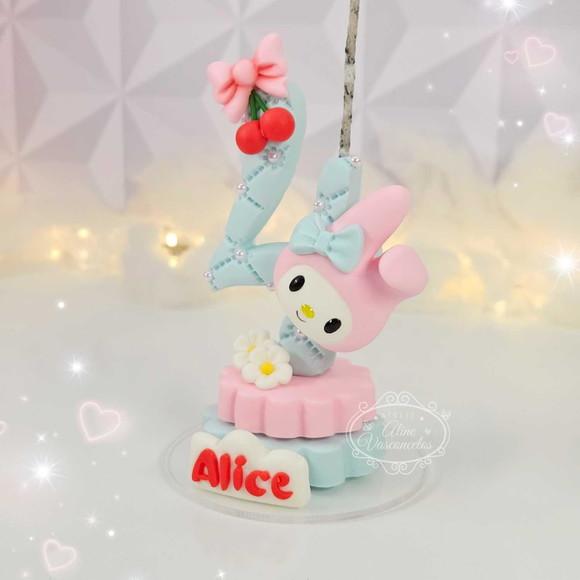 Vela Hello Kitty My Melody Cerejinha em Biscuit