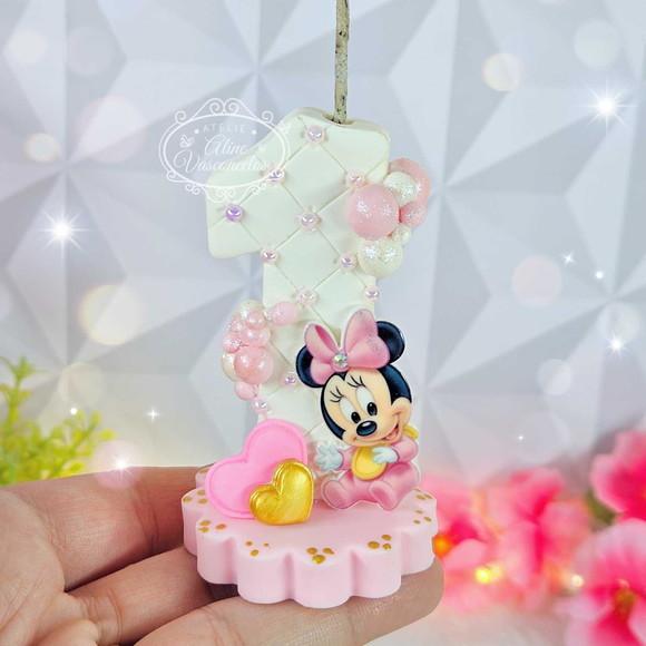 Vela Minnie Baby em Biscuit/ Vela Minnie Pronta Entrega