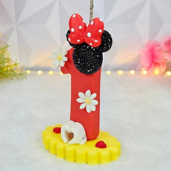 Vela Minnie Vermelha em Biscuit/ Vela Minnie Pronta Entrega