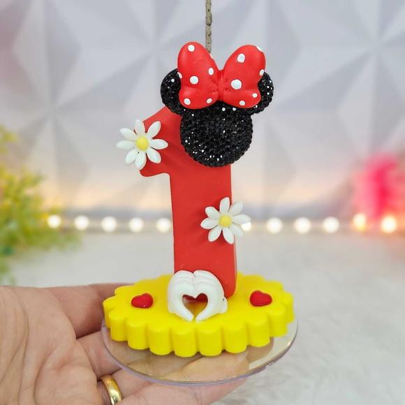 Vela Minnie Vermelha em Biscuit/ Vela Minnie Pronta Entrega