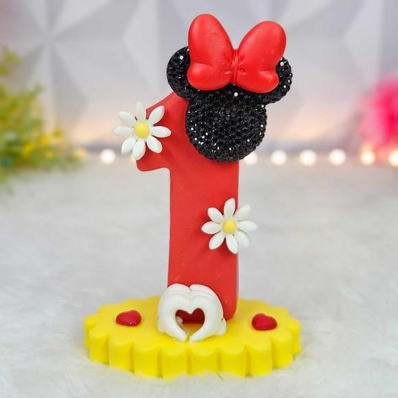 Vela Minnie Vermelha em Biscuit/ Vela Minnie Pronta Entrega