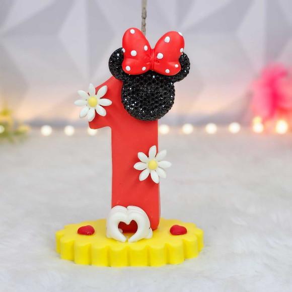 Vela Minnie Vermelha em Biscuit/ Vela Minnie Pronta Entrega