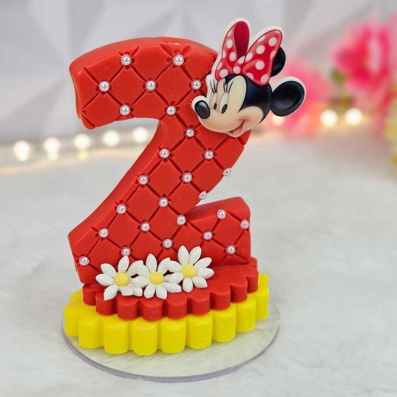 Vela Minnie Vermelha em Biscuit/ Vela Minnie Pronta Entrega