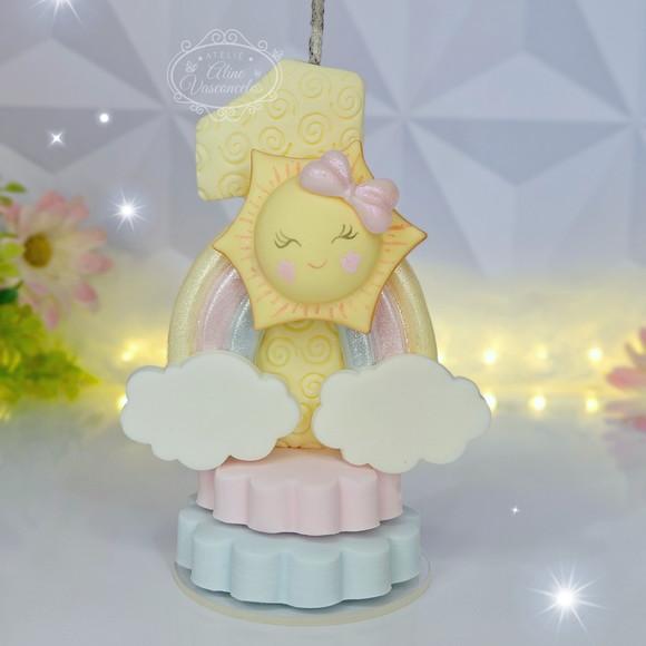 Vela Tema Raio de Sol em Biscuit