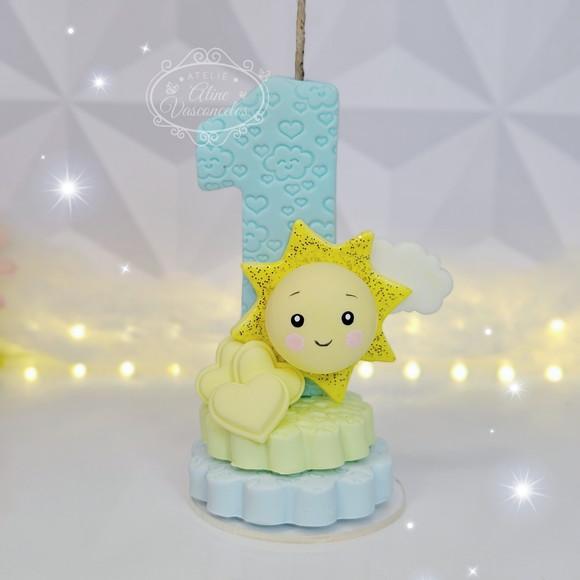 Vela Tema Raio de Sol em Biscuit