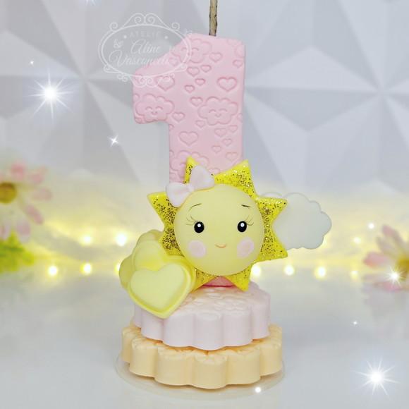Vela Tema Raio de Sol em Biscuit
