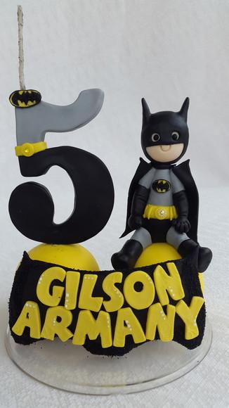 Vela/topo de Bolo Batman Personalizado em Biscuit