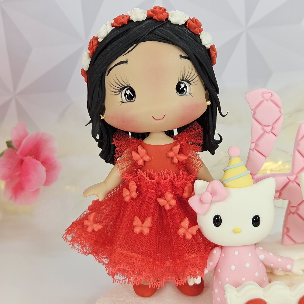 Topo de bolo Hello Kitty personalizado em biscuit