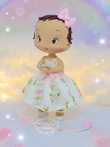 Bonequinha Personalizada para Batizado em Biscuit
