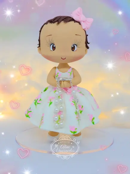 Bonequinha Personalizada para Batizado em Biscuit